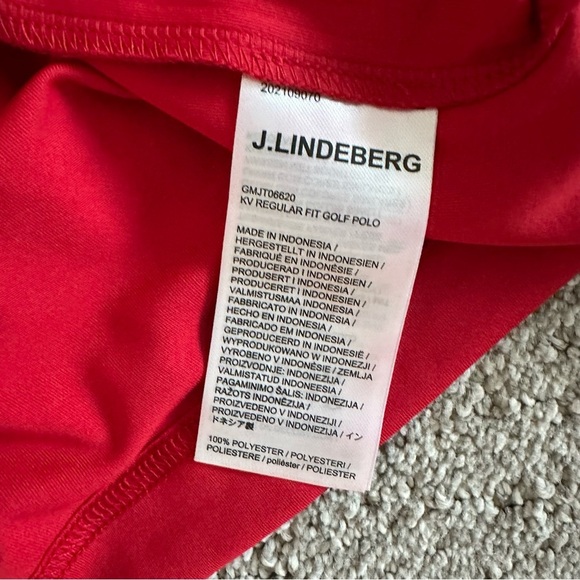 J. Lindeberg NEW Men's XL Regular Fit KV Golf Tech Jersey Polo Barbados Cherry - Picture 8 of 8